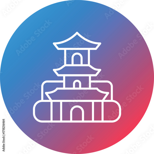 Stupa Line Gradient Circle Background Icon