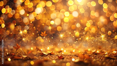 Wallpaper Mural Golden bokeh and autumn leaves sparkle background Torontodigital.ca