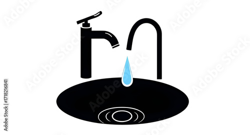 dripping tap symbol, water faucet clipart, cartoon tap with blue drop, cartoon water pipe icon, cartoon plumbing illustration, cartoon faucet with droplet, save water cartoon, water conservation icon,