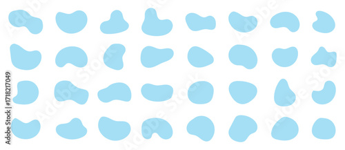 Set of black organic, irregular, and amorphous shapes. Abstract fluid vector design elements. Organic amoeba blob shape abstract, Abstract blob and amoeba figure, Dynamic amoeba silhouette