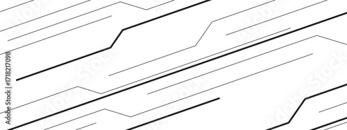 Minimalist abstract background featuring thin black and gray diagonal lines on a clean white surface. Circuit-like connections, creating a modern, futuristic, and tech-inspired pattern.