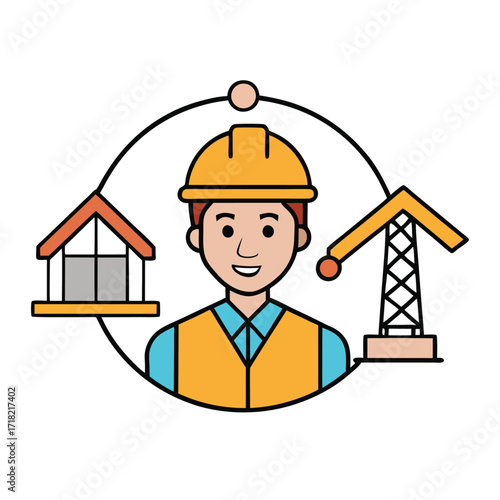 A dynamic construction project showcasing heavy machinery, workers, and building progress, highlighting teamwork, innovation, and the transformation of urban spaces.
