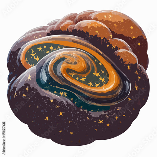 galactic wax nebula cloud with distorted swirls and glowing star clusters