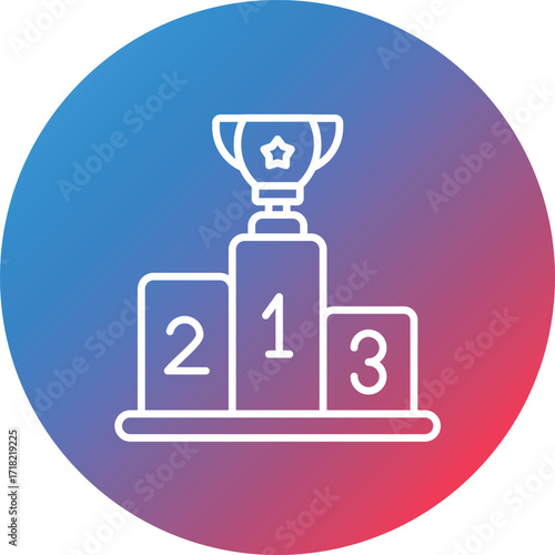 Podium Line Gradient Circle Background Icon