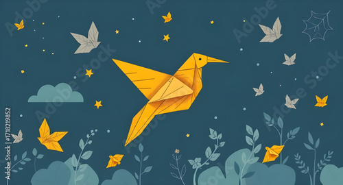 bird, origami, paper, folded, folding, art, craft, papercraft, handmade, creative, geometric, shape, polygon, minimal, simple, clean, modern, abstract, design, illustration, vector, flat, graphic, ico