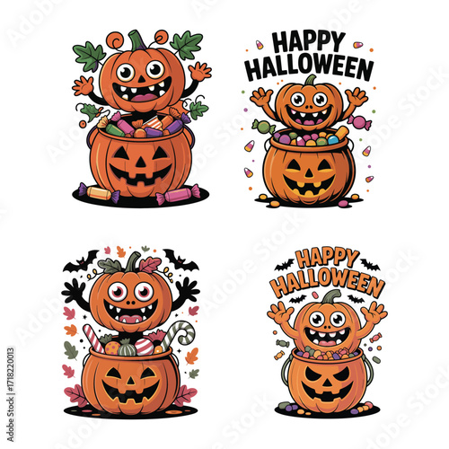 Halloween Pumpkin Treats Clipart Collection for Festive Party Designs