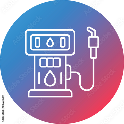 Fuel Station Line Gradient Circle Background Icon