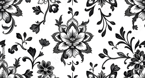 Artistic textile pattern, Floral wallpaper illustration, Fabric decor vector, Repeating floral art, Soft flower texture, Fashion fabric print, Botanical pattern artwork, Creative floral design, Elegan