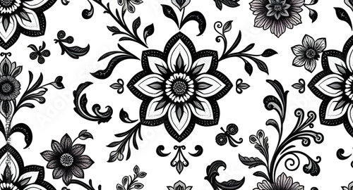 Seamless flower background, Artistic textile pattern, Floral wallpaper illustration, Fabric decor vector, Repeating floral art, Soft flower texture, Fashion fabric print, Botanical pattern artwork, Cr