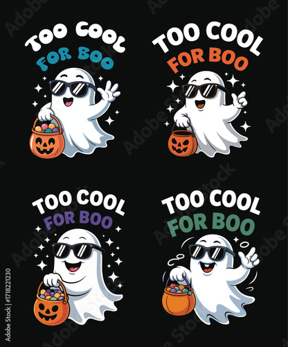 Too Cool Boo Halloween Ghost Clipart for Party Fun and Decorations