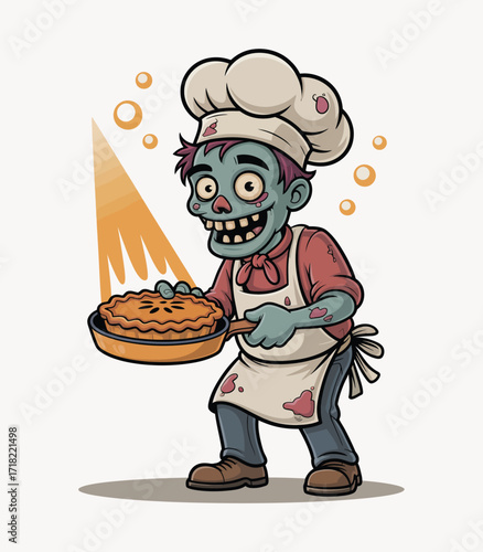 Zombie Chef with Halloween Pie Clipart for Spooky Seasonal Design