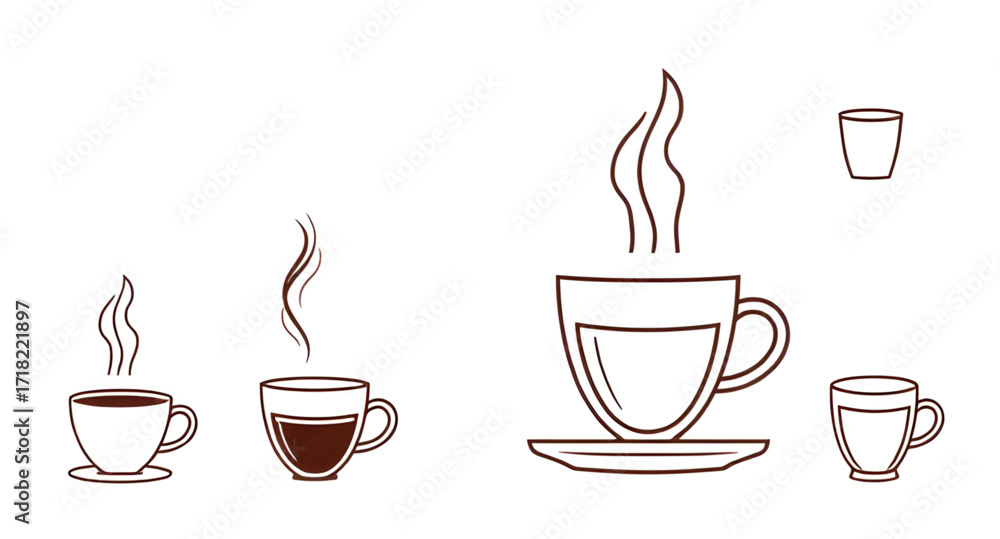 Obraz premium coffee cup line art, coffee line drawing, minimalist coffee icon, coffee mug outline, tea cup line art, hot drink icon, caffeine symbol, barista design, espresso cup, cappuccino line art, latte icon, 