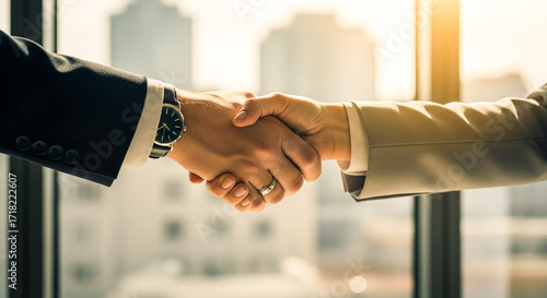 handshake between two business people background image