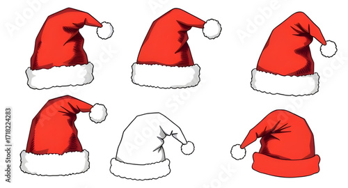 santa cap set, red santa hats, santa hats vector, funny santa hats, christmas costume hats, cute santa hats, santa hats bundle, santa hat clipart, santa hats isolated, santa hat drawings, christmas ca