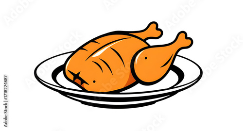 barbecue chicken, Chicken cuisine vector, Flame grill illustration, Chicken dish design, Cooked meat drawing, Grilled chicken character, Roasted meal graphic, Delicious food icon, Chicken menu illustr