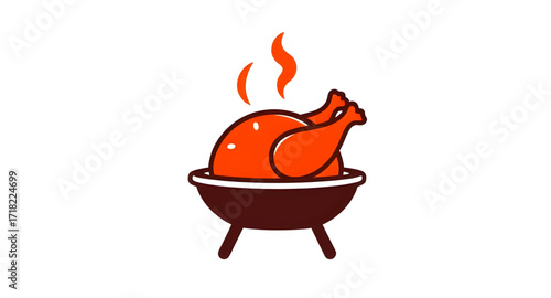 Chicken barbecue drawing, Cooked chicken vector, Flame grilled chicken, Roasted poultry cartoon, Grilled meat graphic, Chicken food art, Tasty meal illustration, Gourmet chicken vector, Chicken cuisin