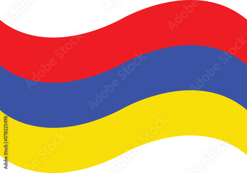 Waving armenian flag with red blue and yellow horizontal stripes