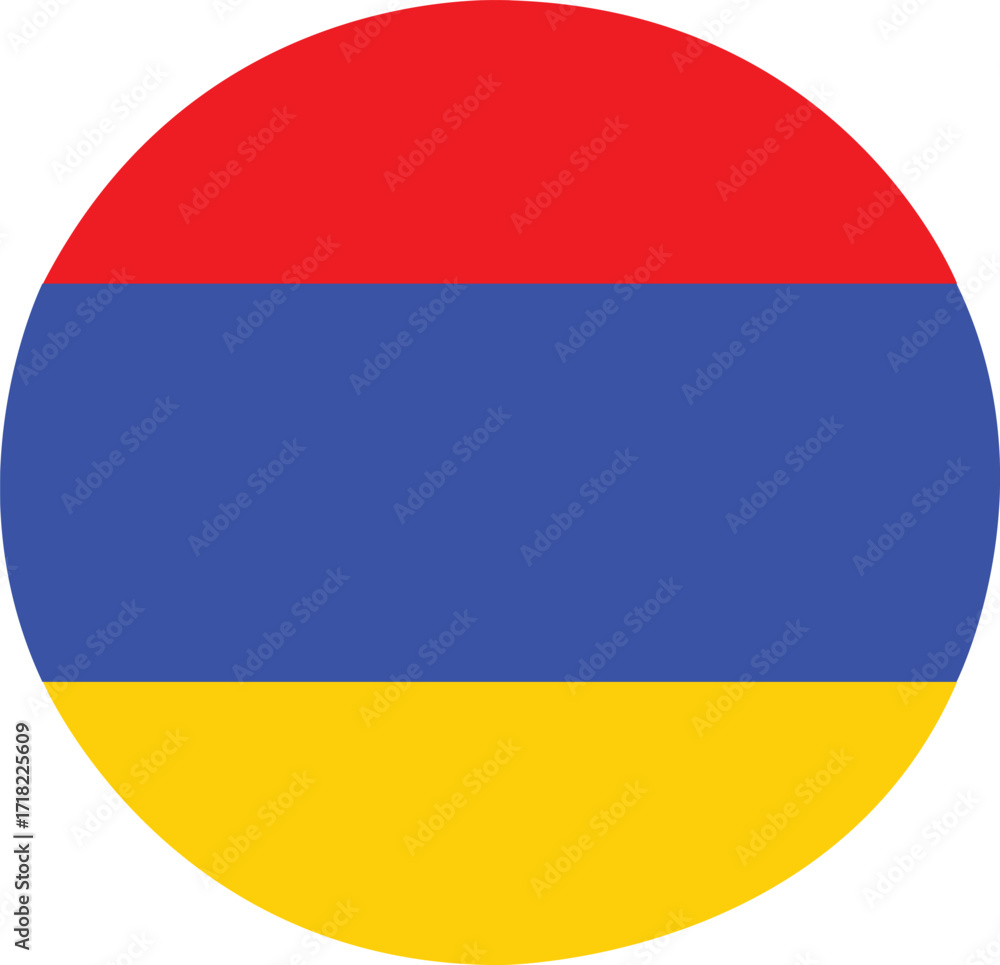 Fototapeta premium Circular armenian flag symbol with red blue and yellow stripes
