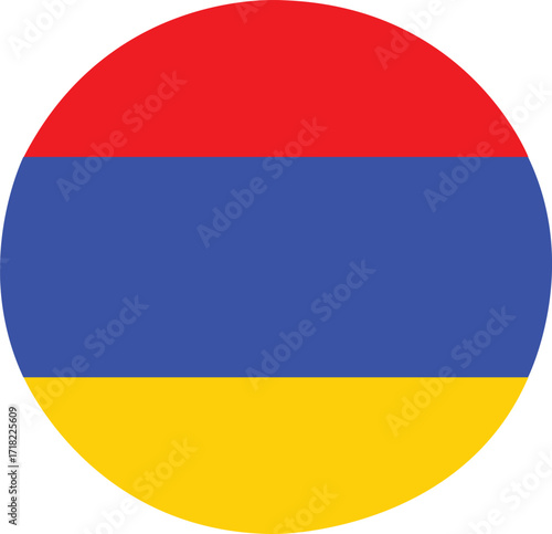 Circular armenian flag symbol with red blue and yellow stripes