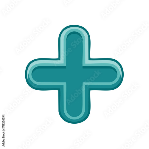 Rounded teal plus symbol, healthcare, medical, and first aid concepts