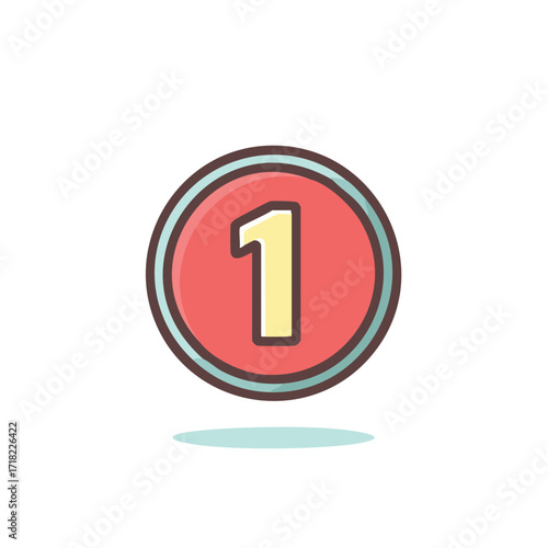 Cartoon illustration of number one in a red circle