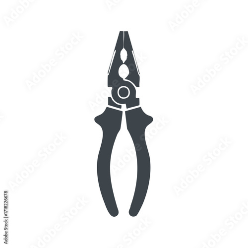 Simple silhouette icon of combination pliers for repair and construction work
