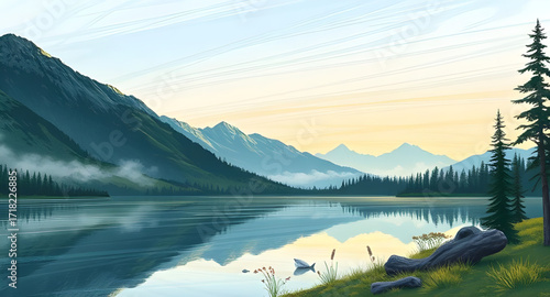 mountain lake background, nature lake wallpaper, scenic mountains with lake, tranquil lake and hills, mountain landscape with water, alpine lake wallpaper, lake view background, forest lake and mounta