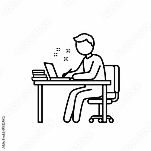 Focused person working diligently on a laptop at a desk, symbolizing productivity and modern work.