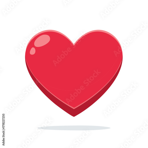 3D Red Heart Shape Illustration. Valentine's Day romantic love symbol design.