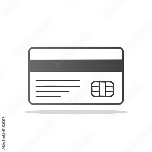 Minimalist Credit Card Icon with EMV Chip and Magnetic Stripe for Digital Payments