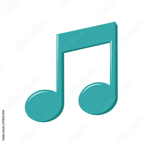 Teal Eighth Note Symbol Isolated Graphic Element