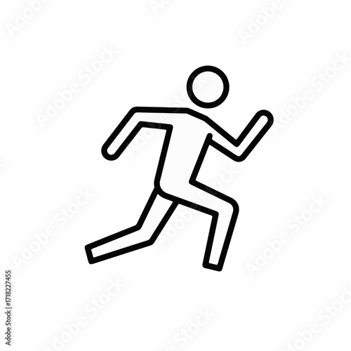 Dynamic stick figure in mid-stride, representing speed and motion in a simple line art style.