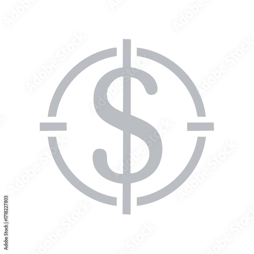 Targeted Money Dollar Sign Aimed At Financial Profit Goal Icon Finance