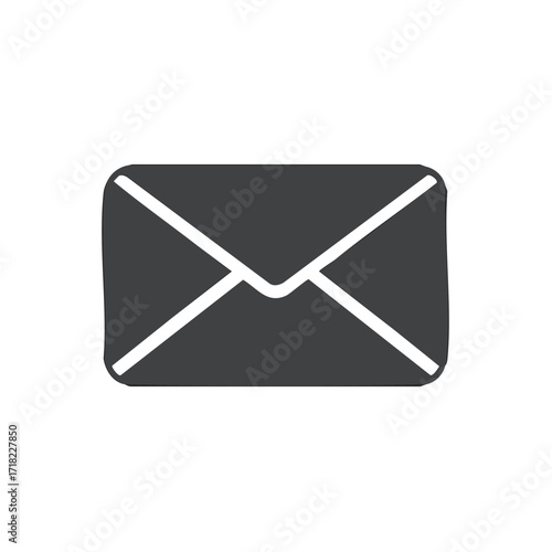 Stylized dark gray envelope icon symbolizing messages mail email and digital communication