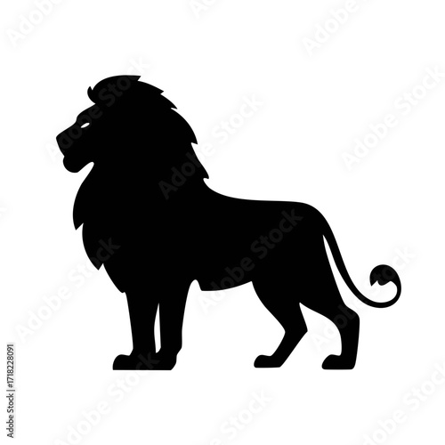 Majestic Lion Silhouette: Proud African Animal Standing Profile Illustration