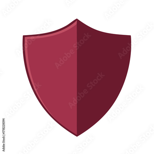 Red Shield Icon Divided Symmetrically With a Darker Hue on One Side