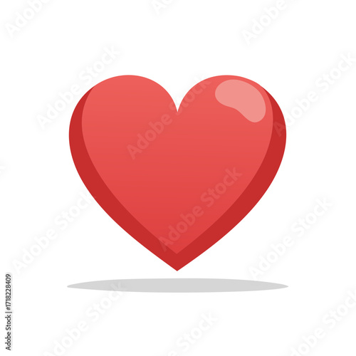 Glossy Red Heart Icon Symbolizing Love, Romance, Passion, Care, and Valentines Day