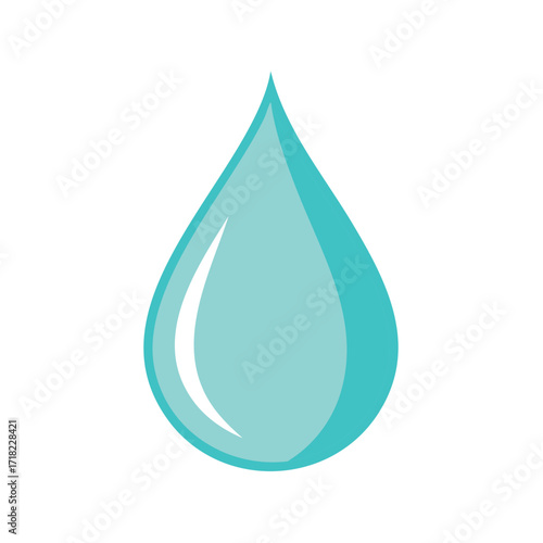A graphic turquoise water droplet illustration on a clean white background.