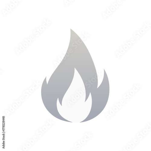 Stylized gray flame icon with a subtle gradient for digital or print use