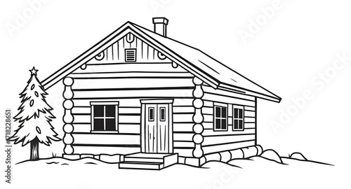 farmhouse sketch drawing, wooden lodge sketch, mountain cabin sketch, wooden shack illustration, traditional wooden house sketch, rural house drawing, wooden barn sketch, vintage wooden house, hut ske