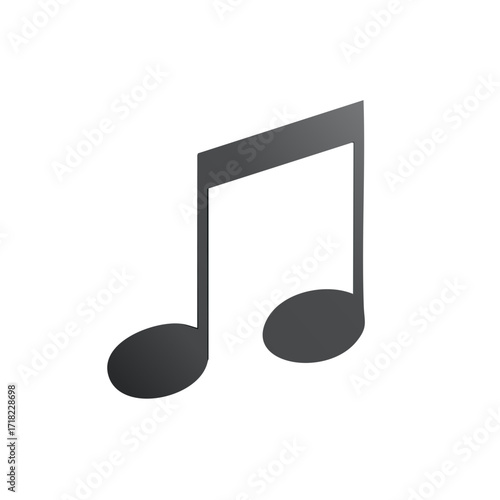 Isometric music note icon illustration, grey, vector
