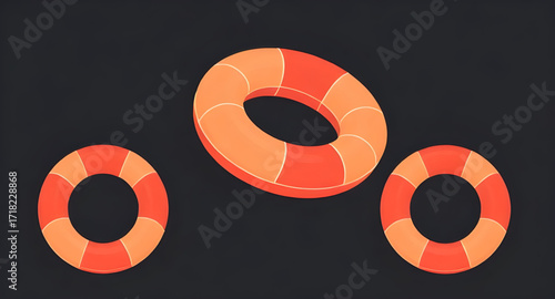Relaxing pool float, Round tube icon, Inflatable toy vector, Vacation accessory design, Poolside inflatable, Water safety ring, Swimming pool cartoon, Fun in water vector, Floating cartoon design, Inf