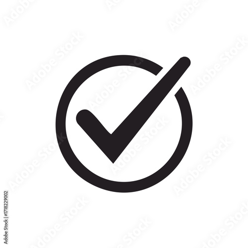 Black Check Mark in Circle - Success, Approval, Acceptance, Verification Icon