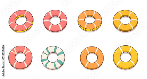 Water ring design, Beach float clipart, Cartoon inflatable tube, Vacation pool accessory, Round float cartoon, Air ring vector, Summer inflatable illustration, Fun pool tube, Floating ring icon, Cute 