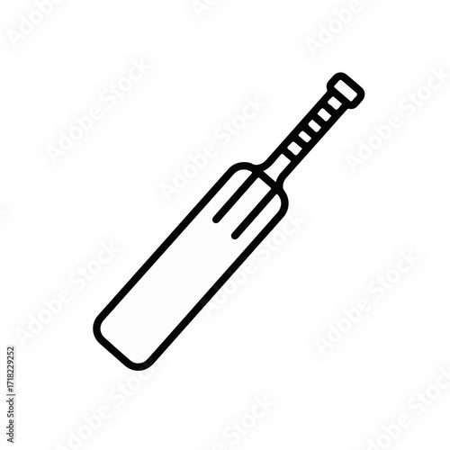 Simple outline illustration of a cricket bat on a white background