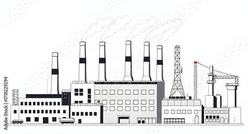 cartoon industrial building, modern factory drawing, chemical plant vector, steel factory illustration, industrial plant sketch, vector of factory, black and white factory, industrial area vector, man
