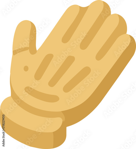 a Halloween-themed cookie shaped like a human hand with simple details and a cartoonish, playful design.