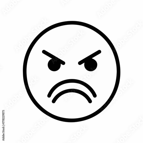 Expressive illustration of an angry face with furrowed brows and a downturned mouth.
