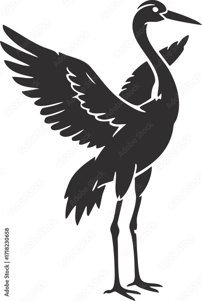 Obraz premium crane, Represent longevity and happiness, vector, transparent background