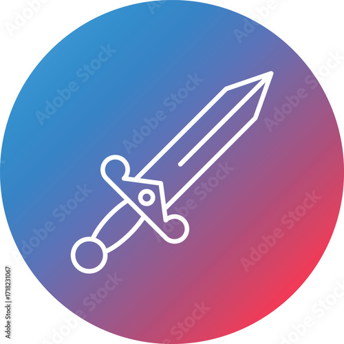 Dagger Line Gradient Circle Background Icon